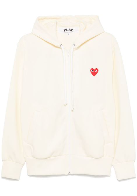 zipped red emblem hoodie unisex ivory COMME DES GARÇONS PLAY | AX-T172-0513
